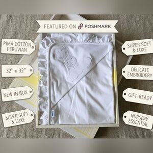 NIB Peruvian Pima Cotton Baby Blanket - Ruffle Edge & Zebra Embroidery (32x32)